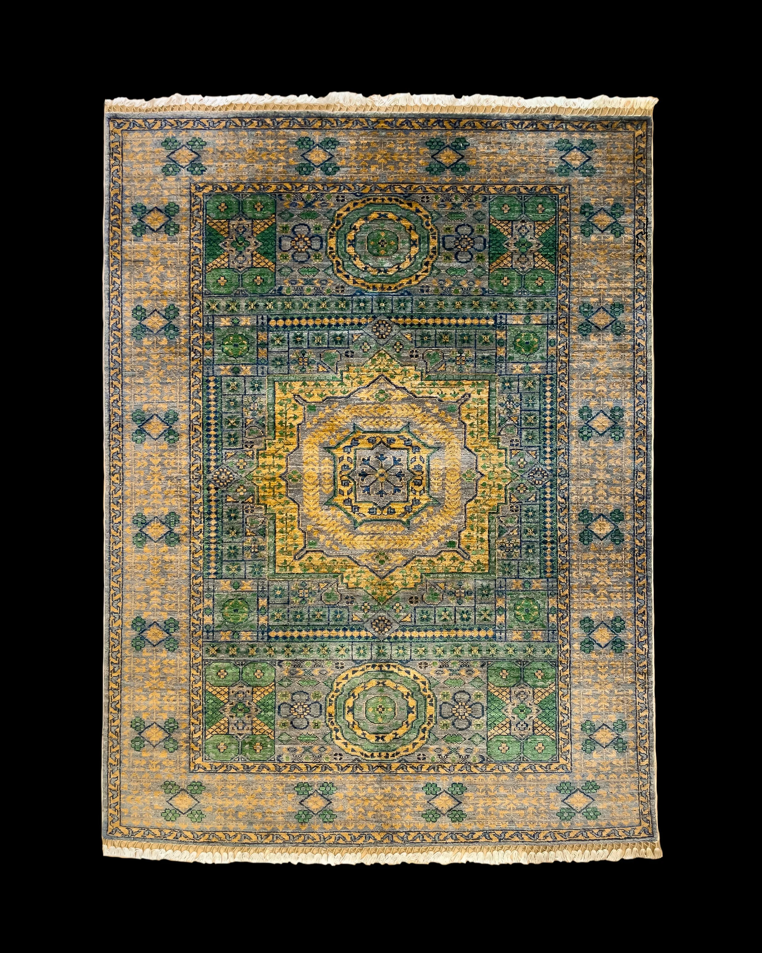 Afghan Emerald Gold Tribal Rug