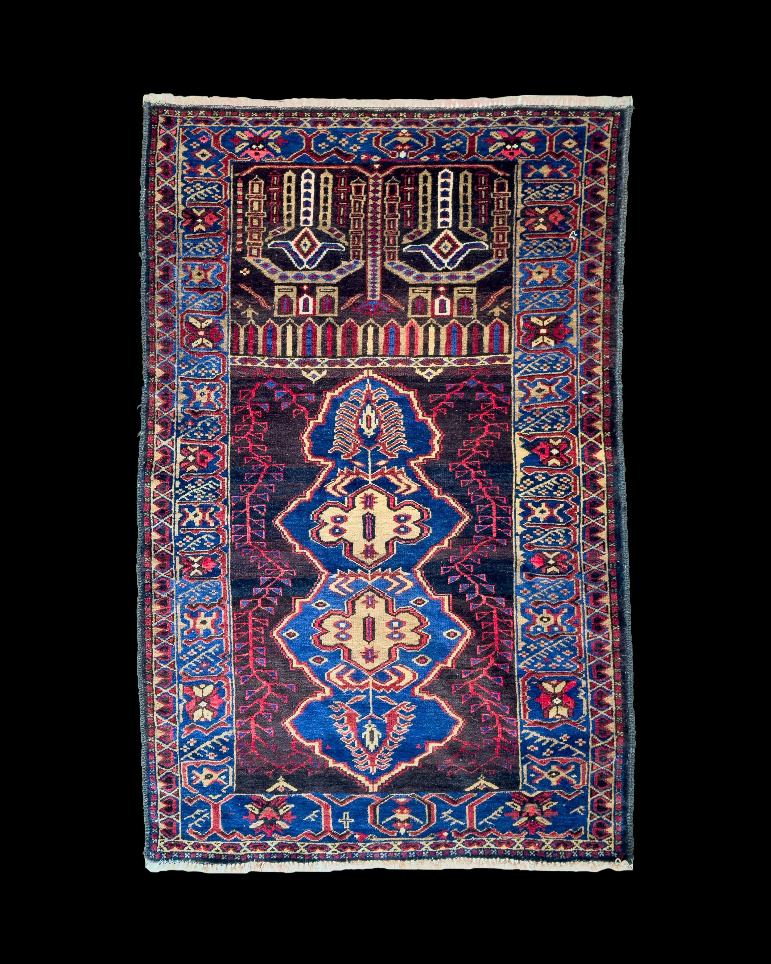 Hand-knotted Handmade Baluch Small Rug Tribal 142 x 90 cm 4 x 2 ft_Wool_Rosewood Gallery London1.jpg