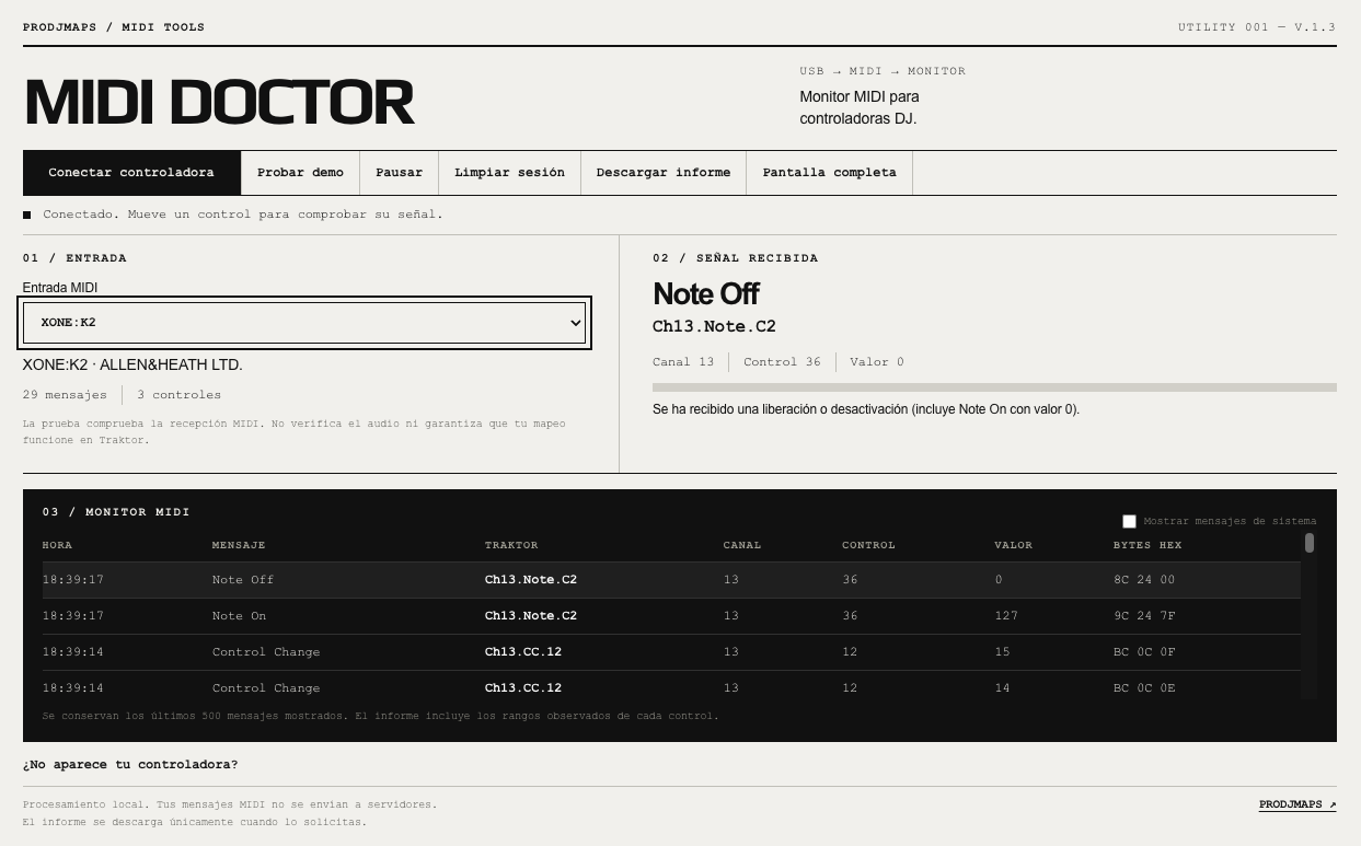 MIDI Doctor: comprueba tu controladora MIDI desde el navegador