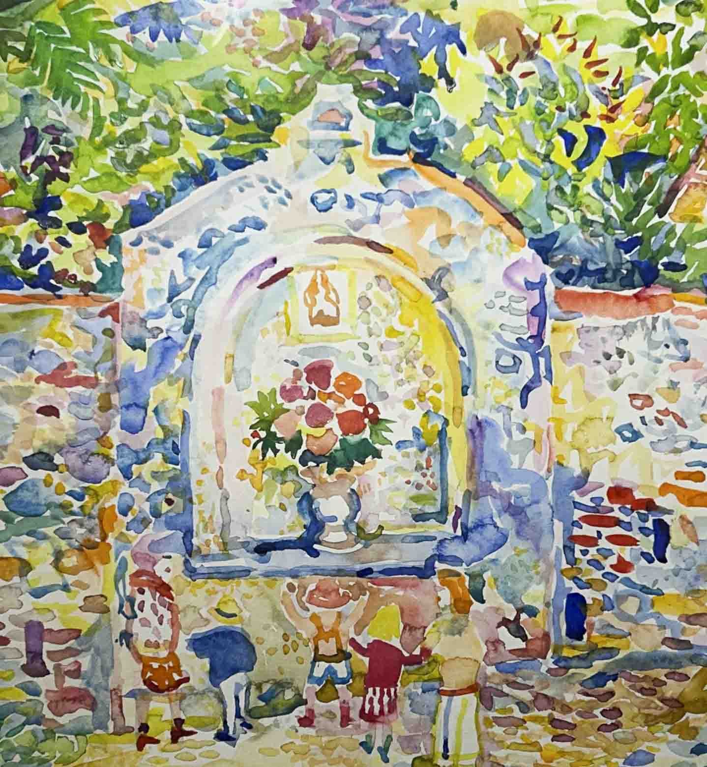 Fred Yates Watercolour for Sale - Colourful painting of Tuscany - The Blessing