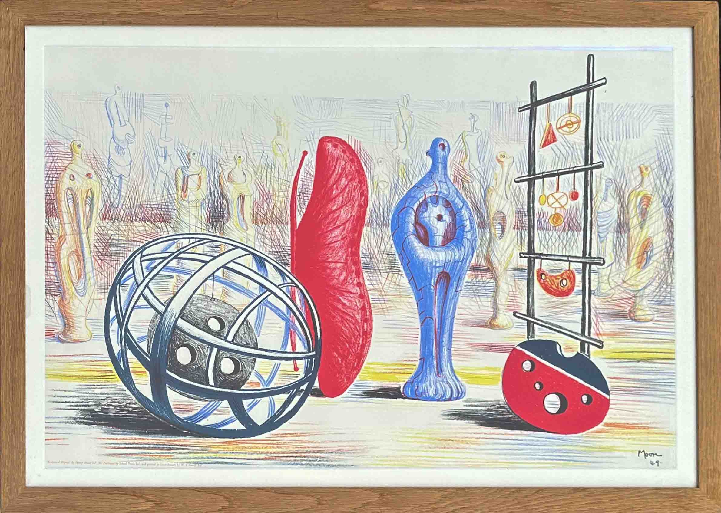 Henry Moore Artist - Sculptural Objects 1949 - Image of front and frame