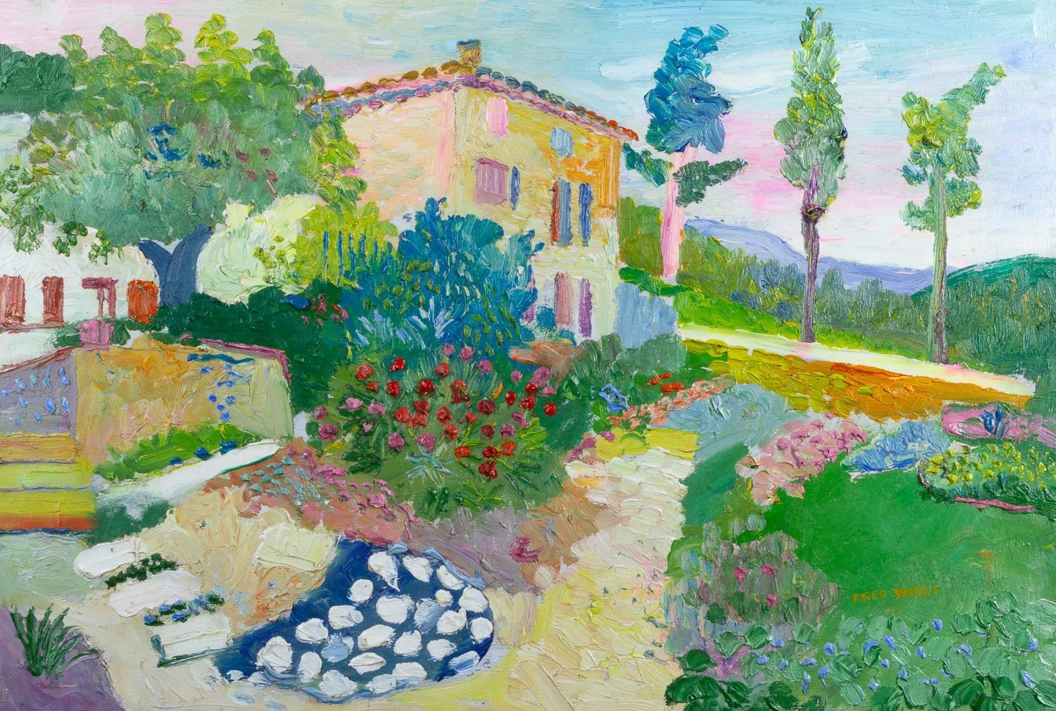 Fred+Yates+Oil+Painting+-+House+in+Provence+Front+no+Frame.jpg