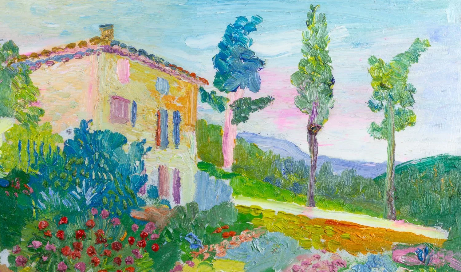 Fred+Yates+Oil+Painting+-+House+in+Provence+Tree+Detail.jpg