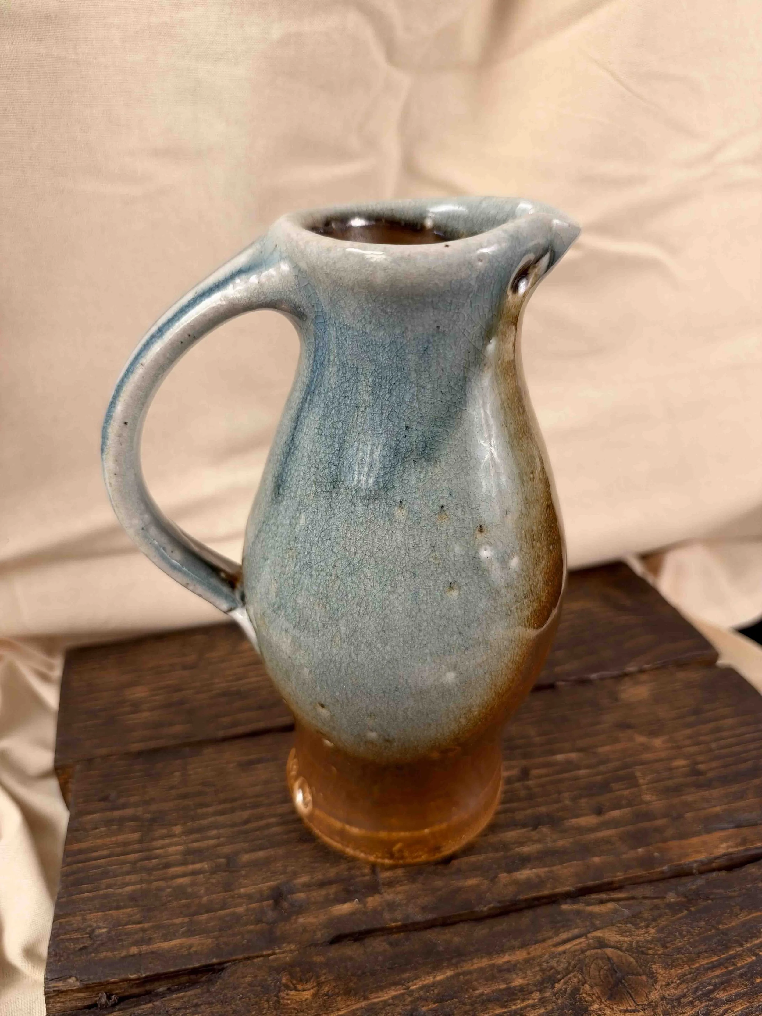 Lisa Hammond - soda-fired pitcher iron and cobalt - side view.jpg