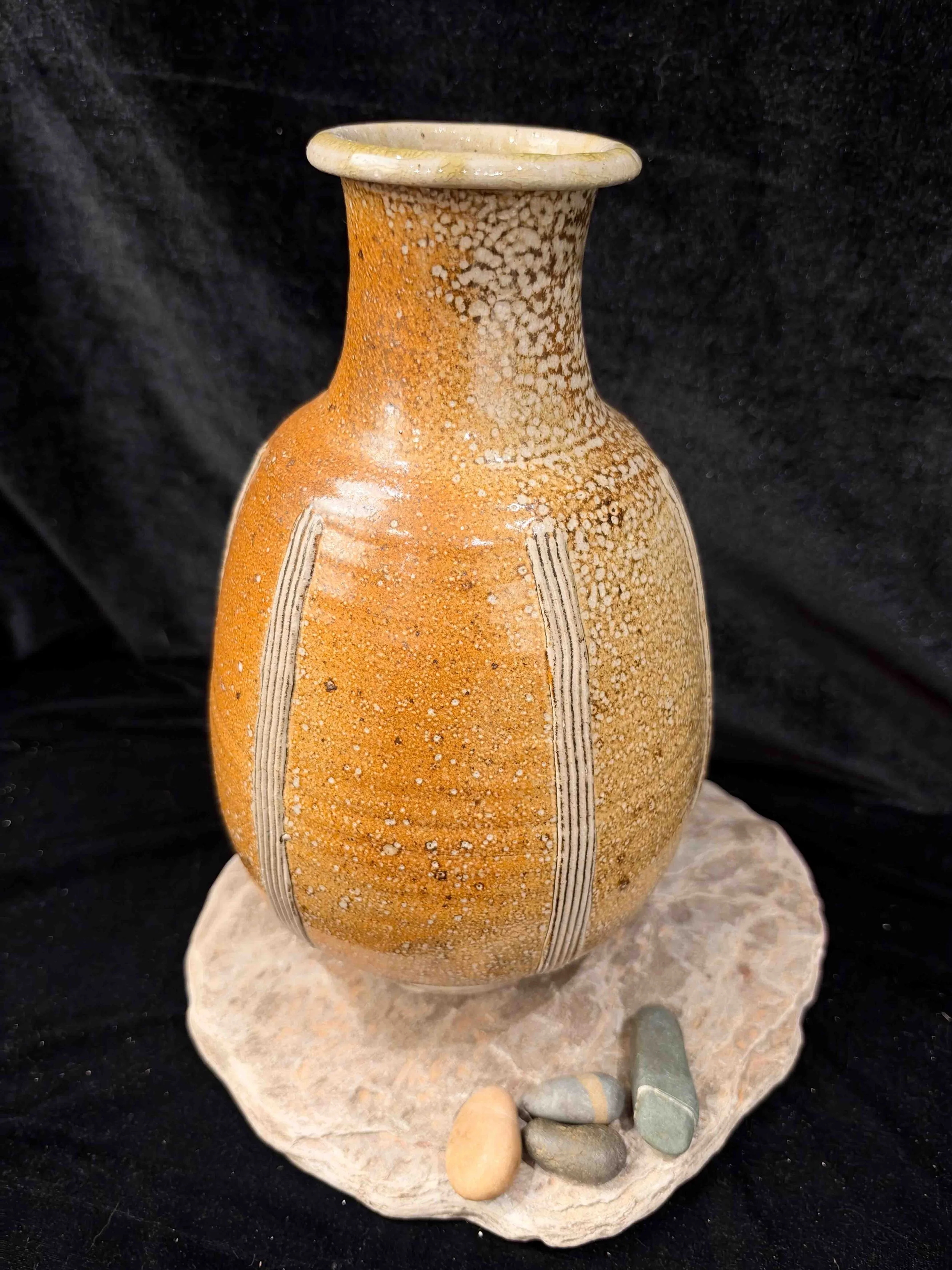 Phil Rogers - Salt glazed bottle with incised decoration - view 1.jpg