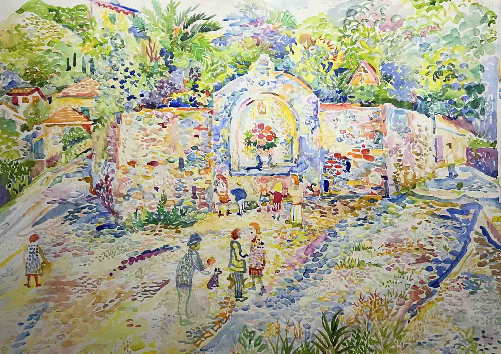 Fred Yates Painting for Sale - Colourful Watercolour of Tuscany - The Blessing