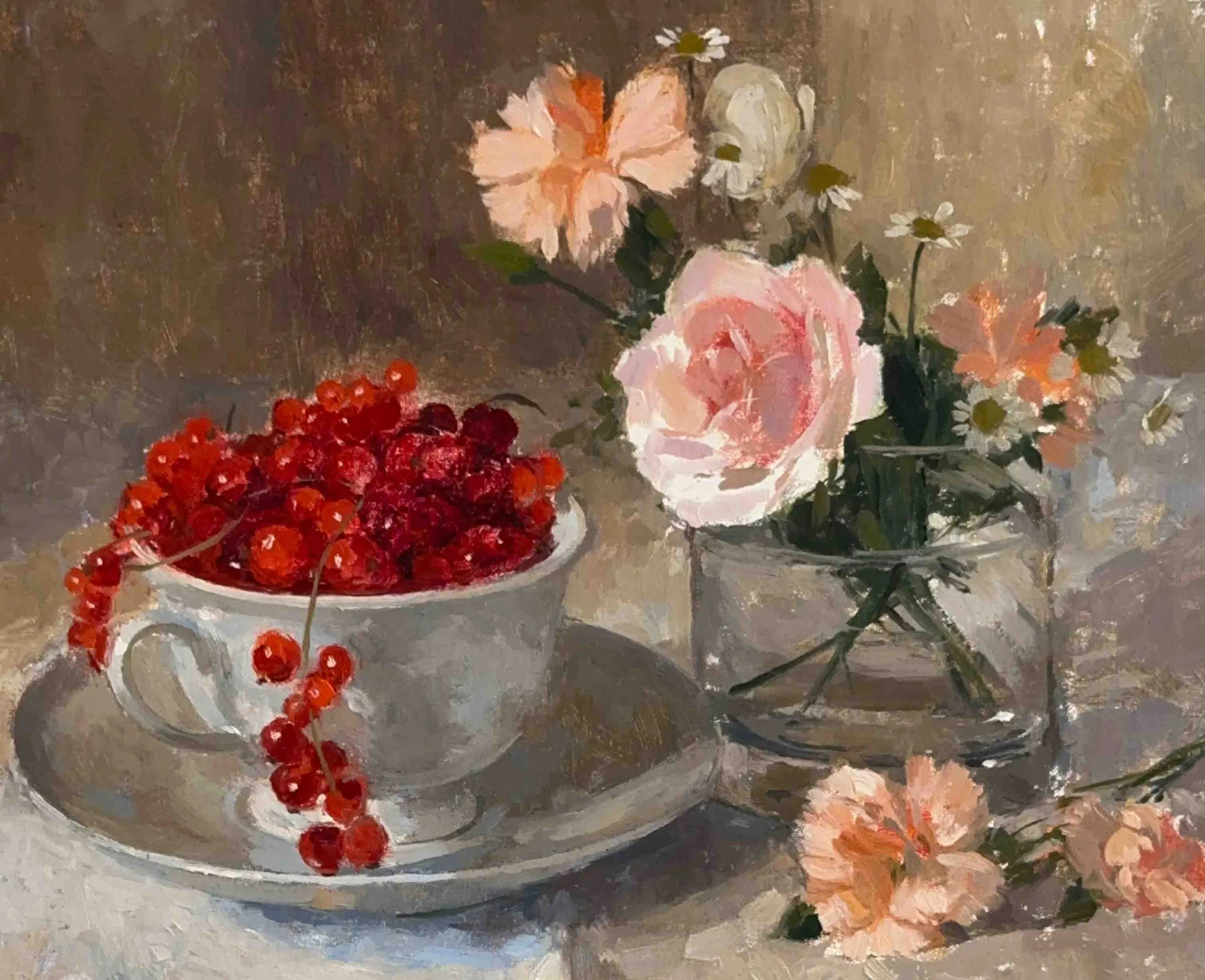 Pamela Kay - Cup of Redcurrants and Pinks