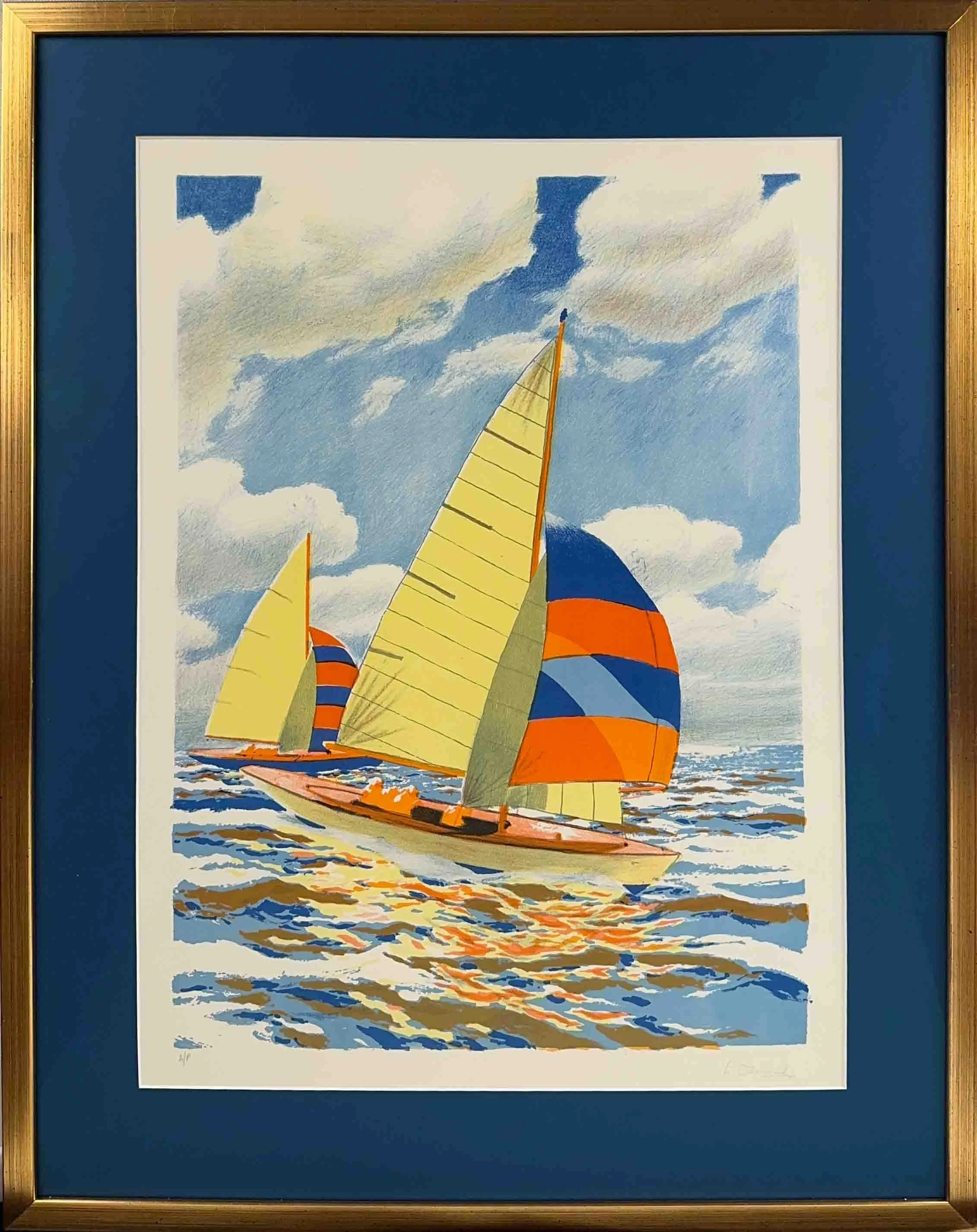 Edward Osmond - Boat with Spinnaker - Artwork with Frame.jpg