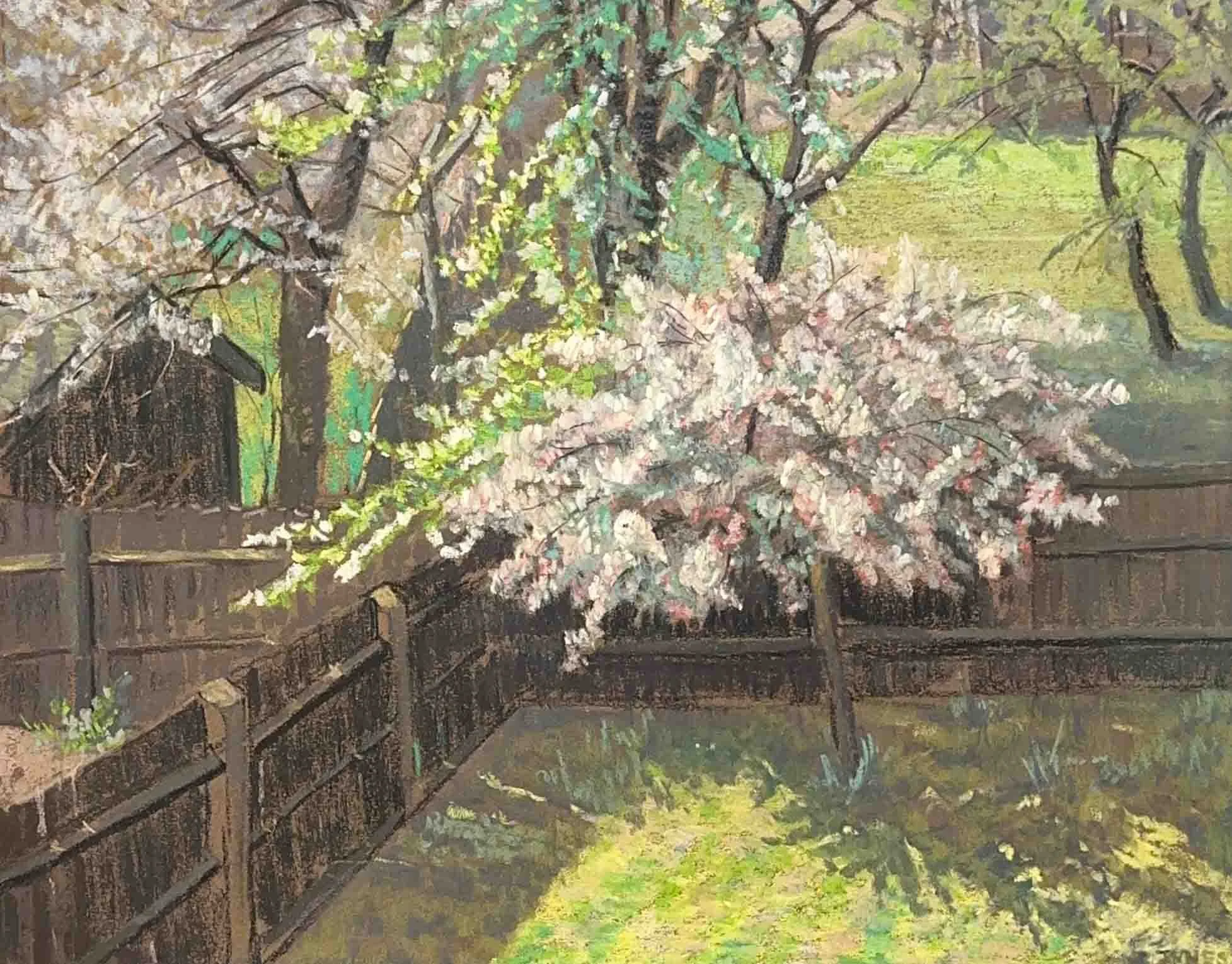 William Innes - Garden View with Cherry Blossom