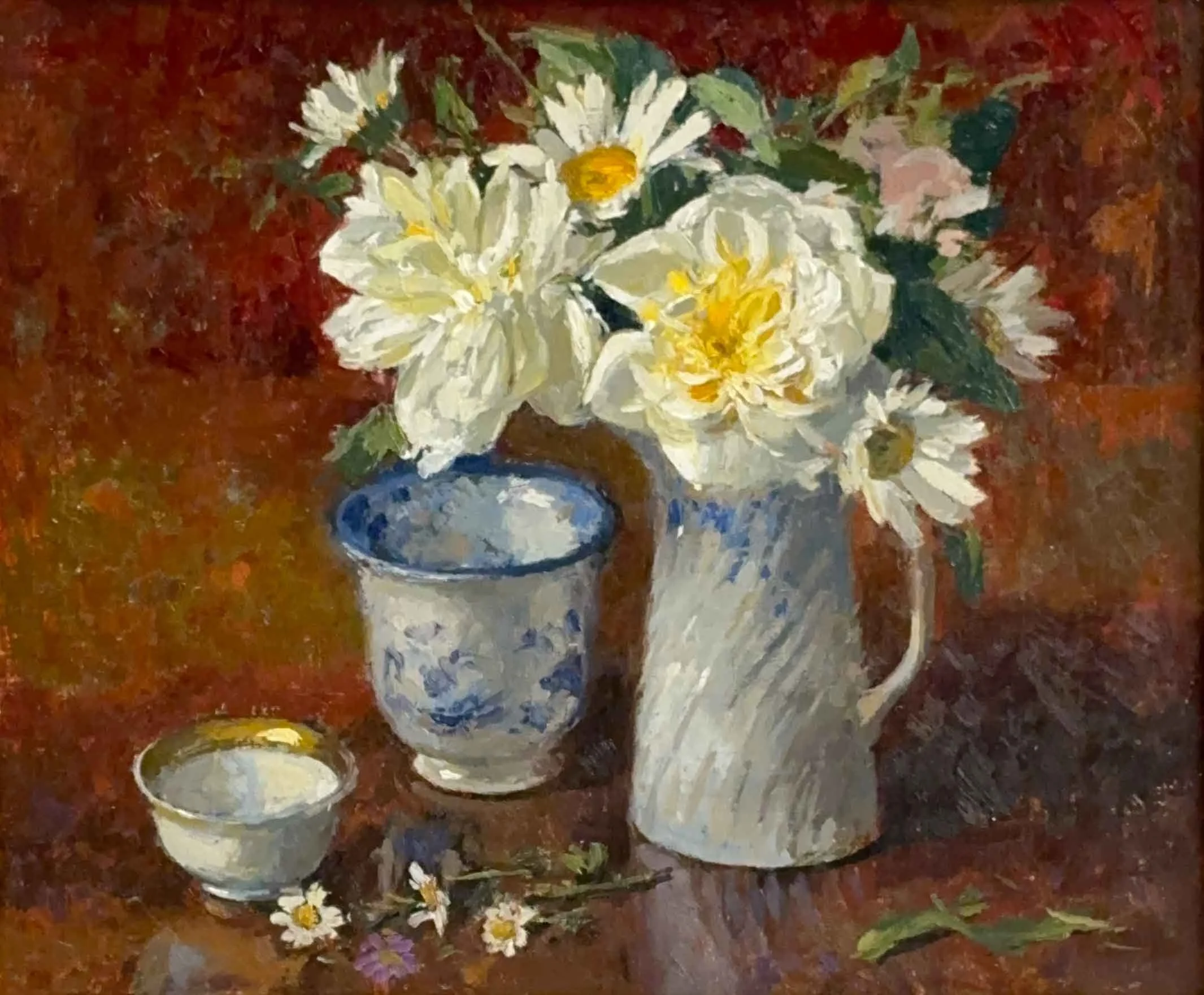 Pamela Kay - Rose Alberic Barbier and Daisies Front no Frame.jpg