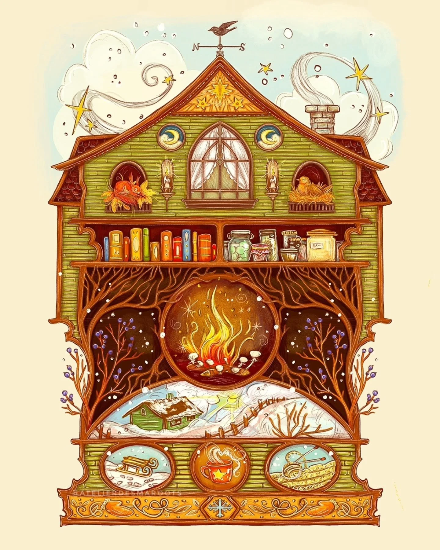 &bull; Ode au foyer &bull;

Quand l'hiver s'installe, le froid nous pousse &agrave; nous r&eacute;fugier un peu plus dans nos maisons. On retrouve le plaisir de se lover sous les couvertures au coin du feu, un tricot ou un livre dans les mains et un 