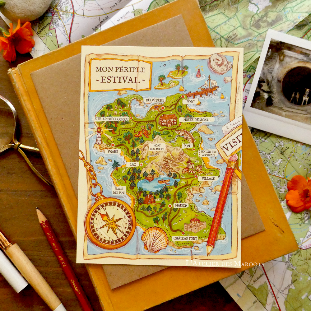 "Mon Périple estival - Map" - Carte Postale