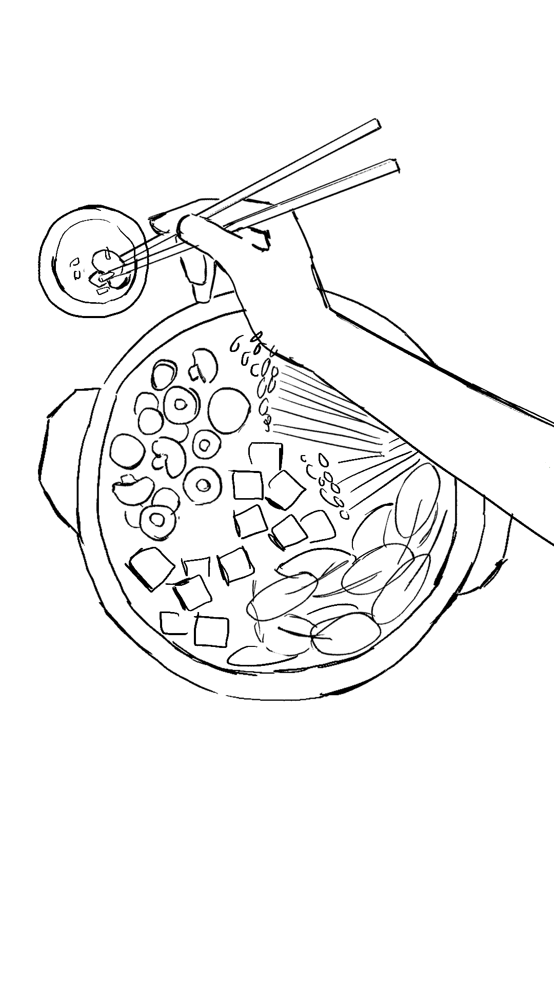  A storyboard sketch for a Chinese hot pot based stop motion video by video, animation and VFX studio Heehaw, Scotland 
