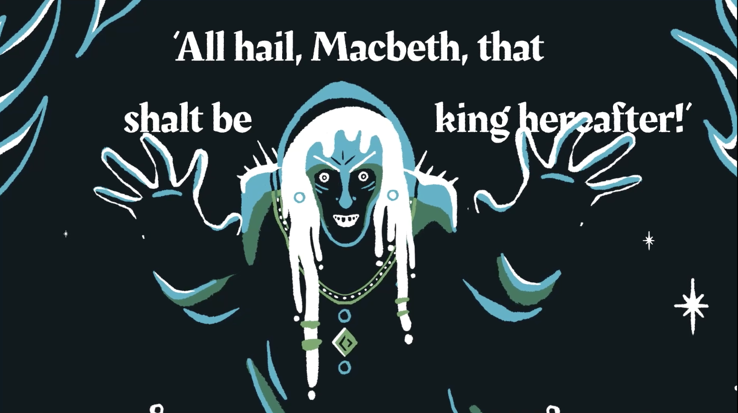 An illustration of a witch from GCSE English series for BBC Bitesize from video production studio Heehaw