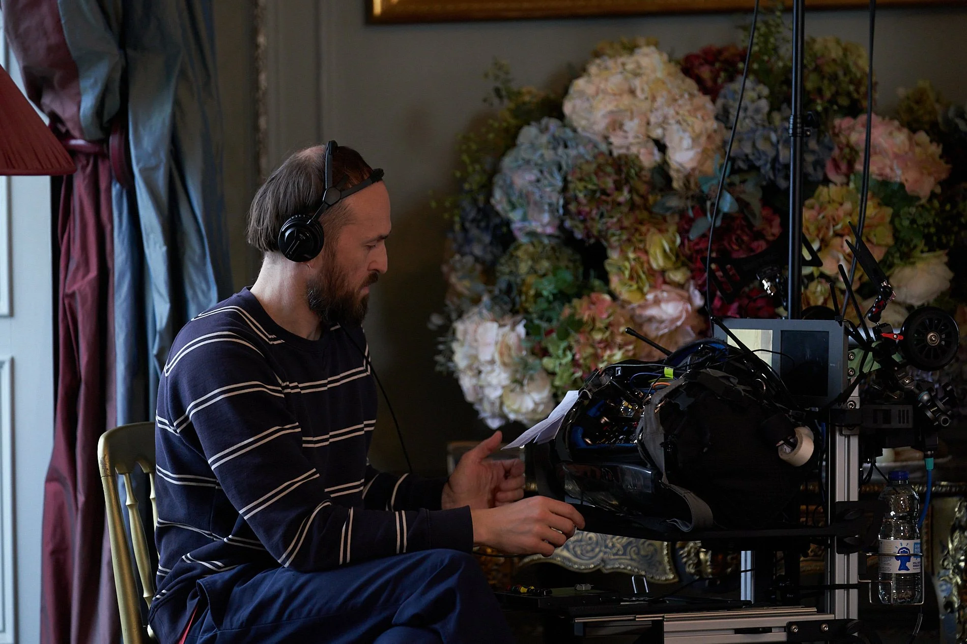 A sound operator on location on a feature film