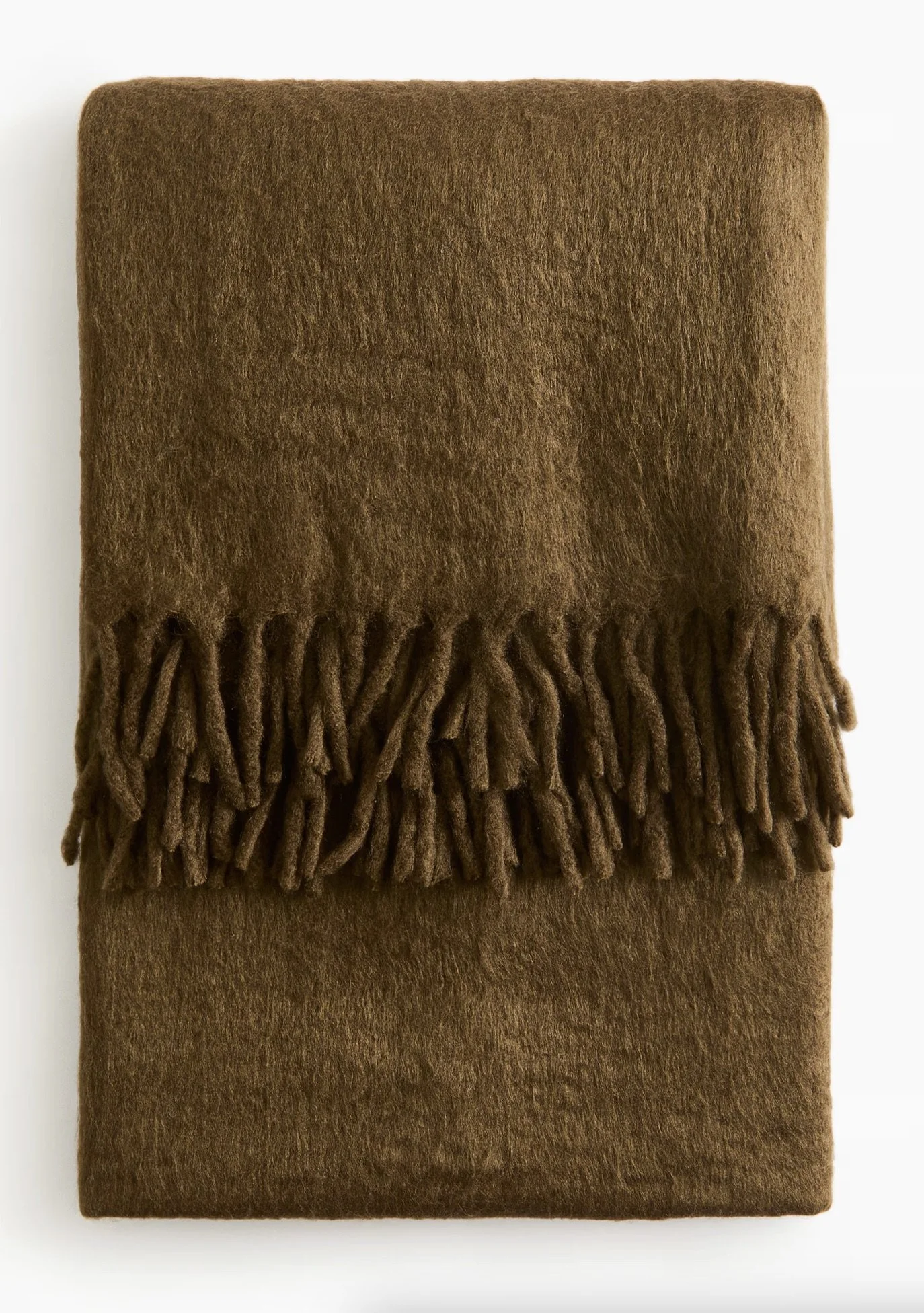 H&M green fringed blanket