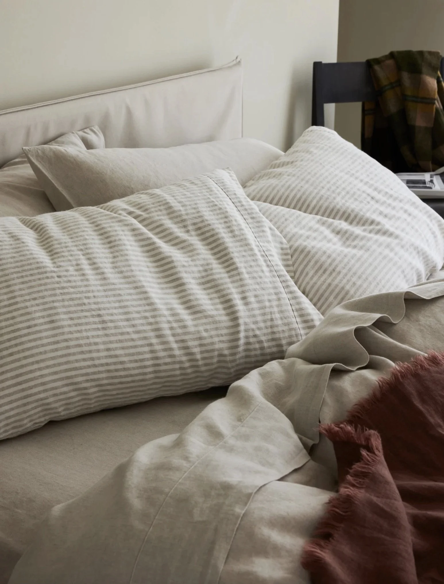 linen pillowcases piglet in bed