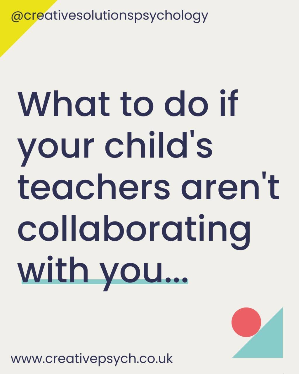 As a child and educational psychologist, I emphasise the critical role of collaboration between parents and teachers in supporting a child's educational journey. 

This is because creating a productive partnership between parents and teachers is esse