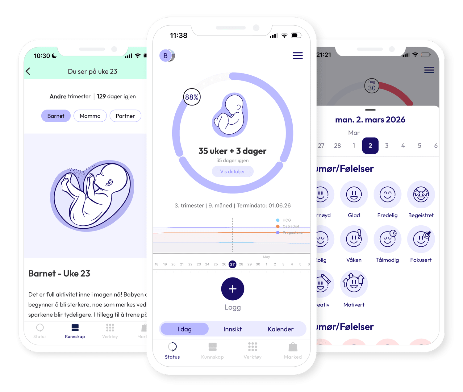 Nørs-appen viser graviditeten uke for uke