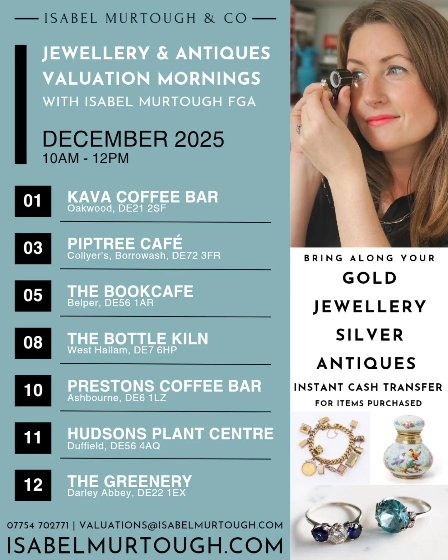 DECEMBER VALUATION MORNINGS 🎄... 

Time to get festive! Bring along your items, whether they be jewellery or antiques, and we can advise of their value and the best way of selling! We also buy on the day, offering instant payment! It&rsquo;s a great