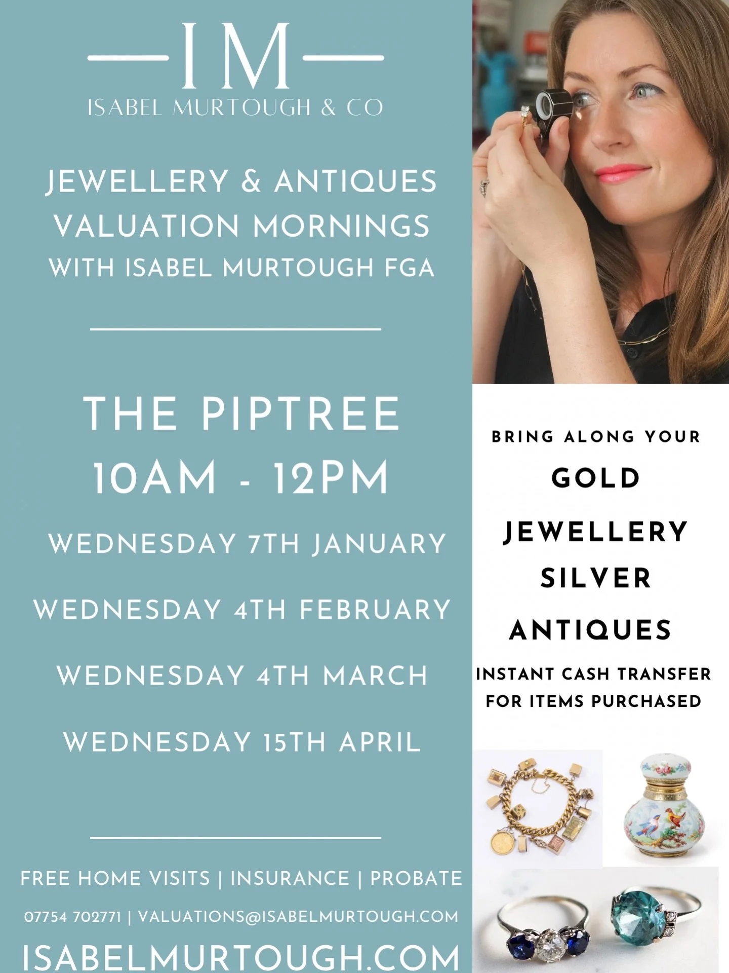 THE PIPTREE, BORROWASH - Join us for our monthly free jewellery and antiques valuation morning 10am - 12pm at @piptreecaf in Borrowash on Wednesday 7th January!

Bring along your items, whether they be jewellery or antiques, and we can advise of thei