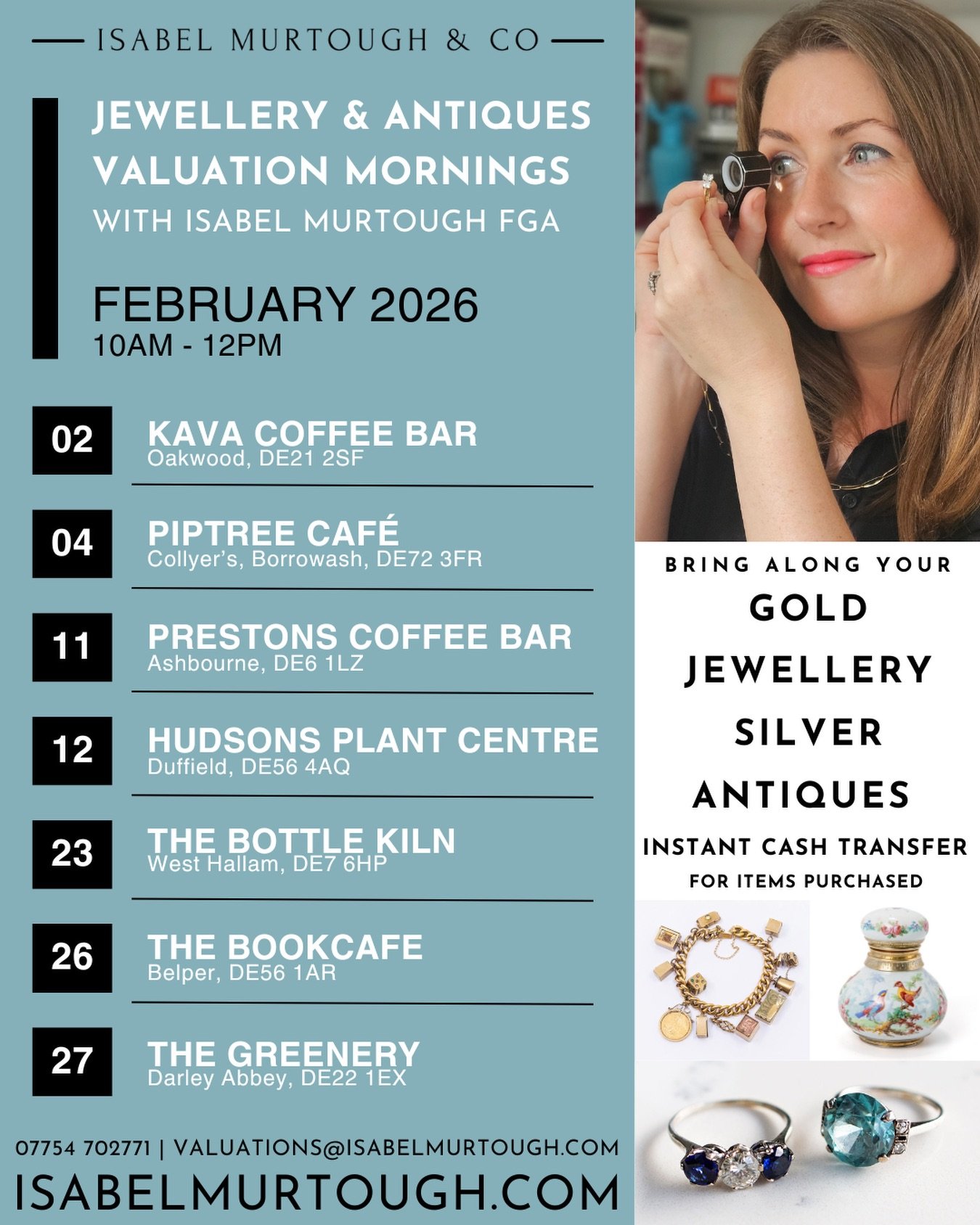 FEBRUARY VALUATION MORNINGS 💕 ... 

Bring along your items, whether they be jewellery or antiques, and we can advise of their value and the best way of selling! We also buy on the day, offering instant payment! It&rsquo;s a great time to sell! 

All
