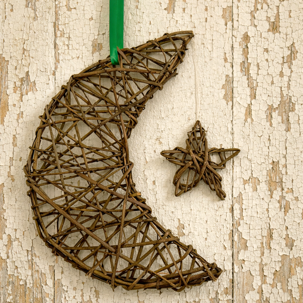 Willow Crescent Moon & Star Wall Hanging