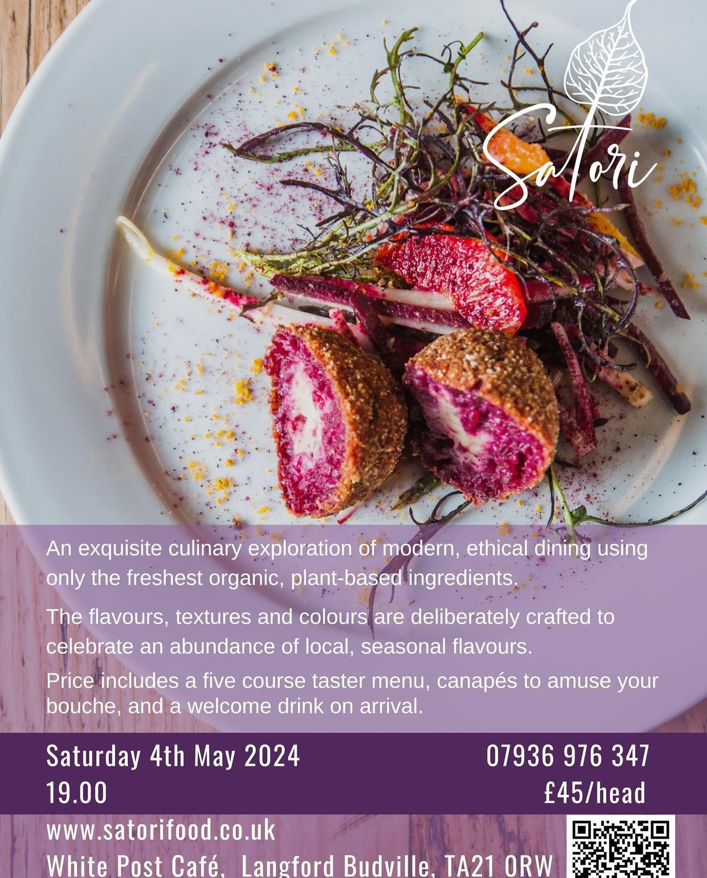 We are extremely excited to announce that we are partnering with the wonderful @satorifooduk to bring you an evening of culinary magic on the edge of the Black Down Hills.

Satori @ White Post Caf&eacute;

Saturday May 4th 2024, 19:00

Langford Budvi