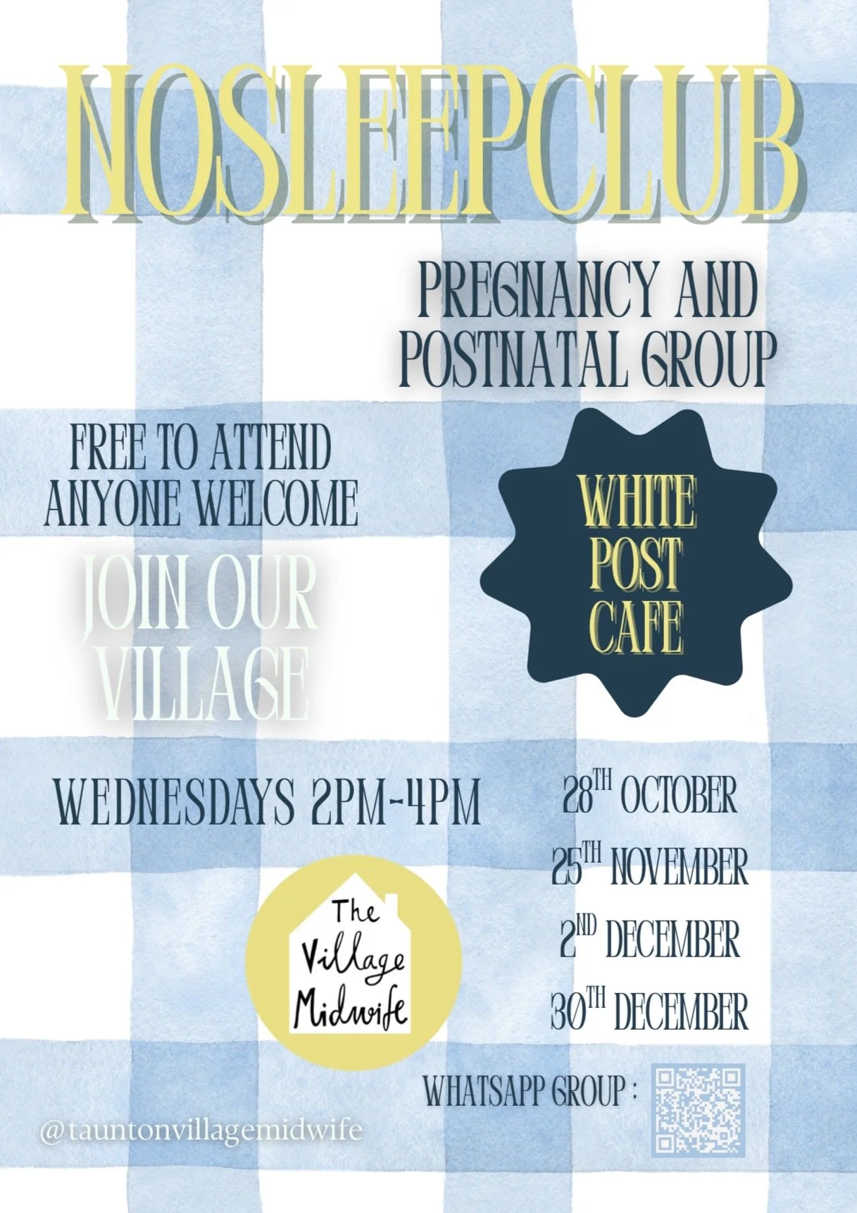 Wednesday 28th October: no sleep club : free event hosted by the wonderful Kate Oliver (NHS midwife)