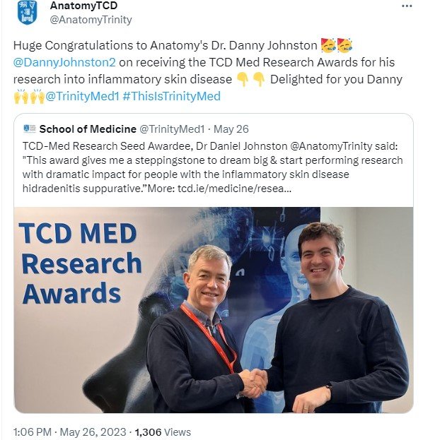 Danny wins TCD MED Award!