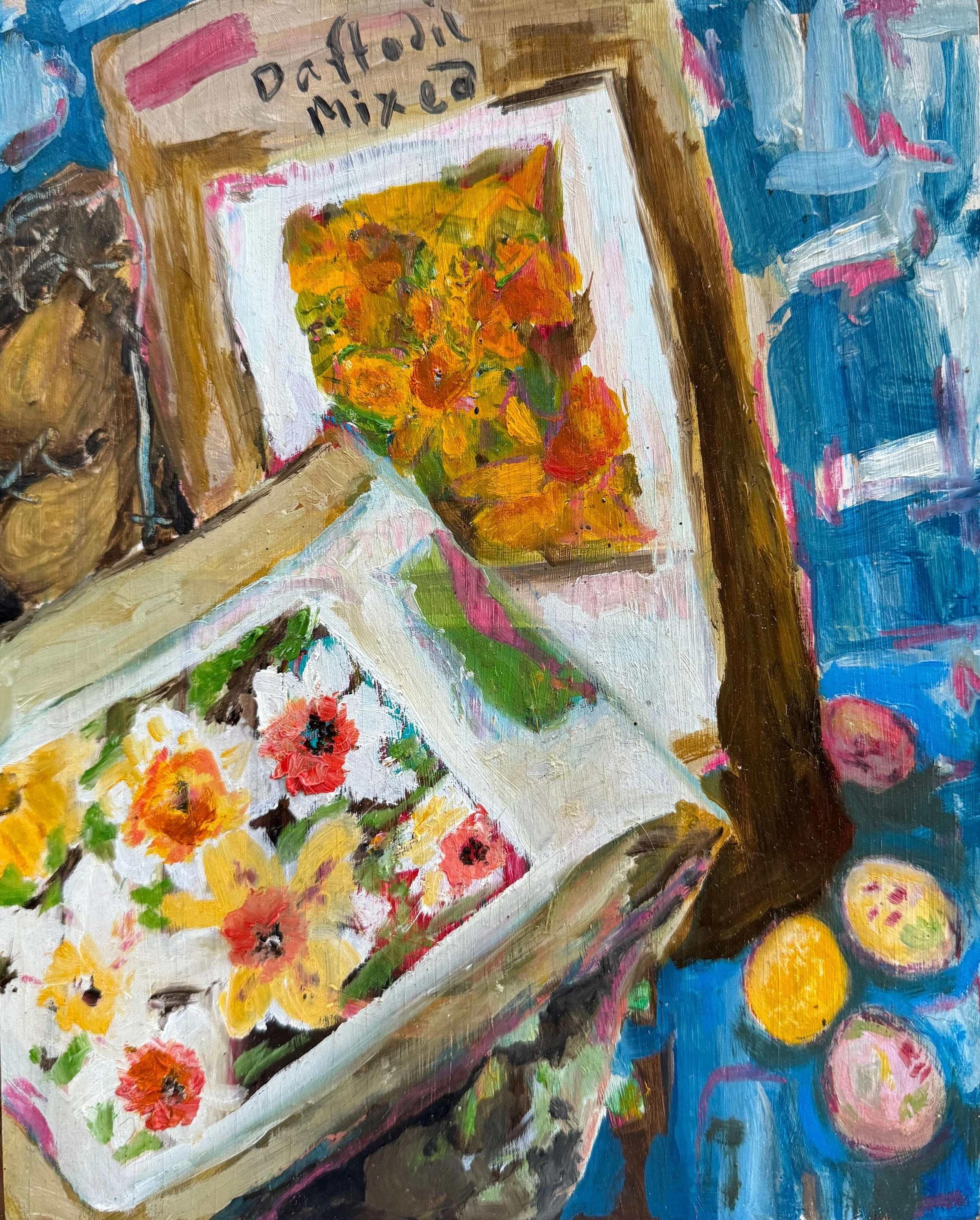 Sara Phemister  Daffodil Bulbs and Painted Eggs.jpg