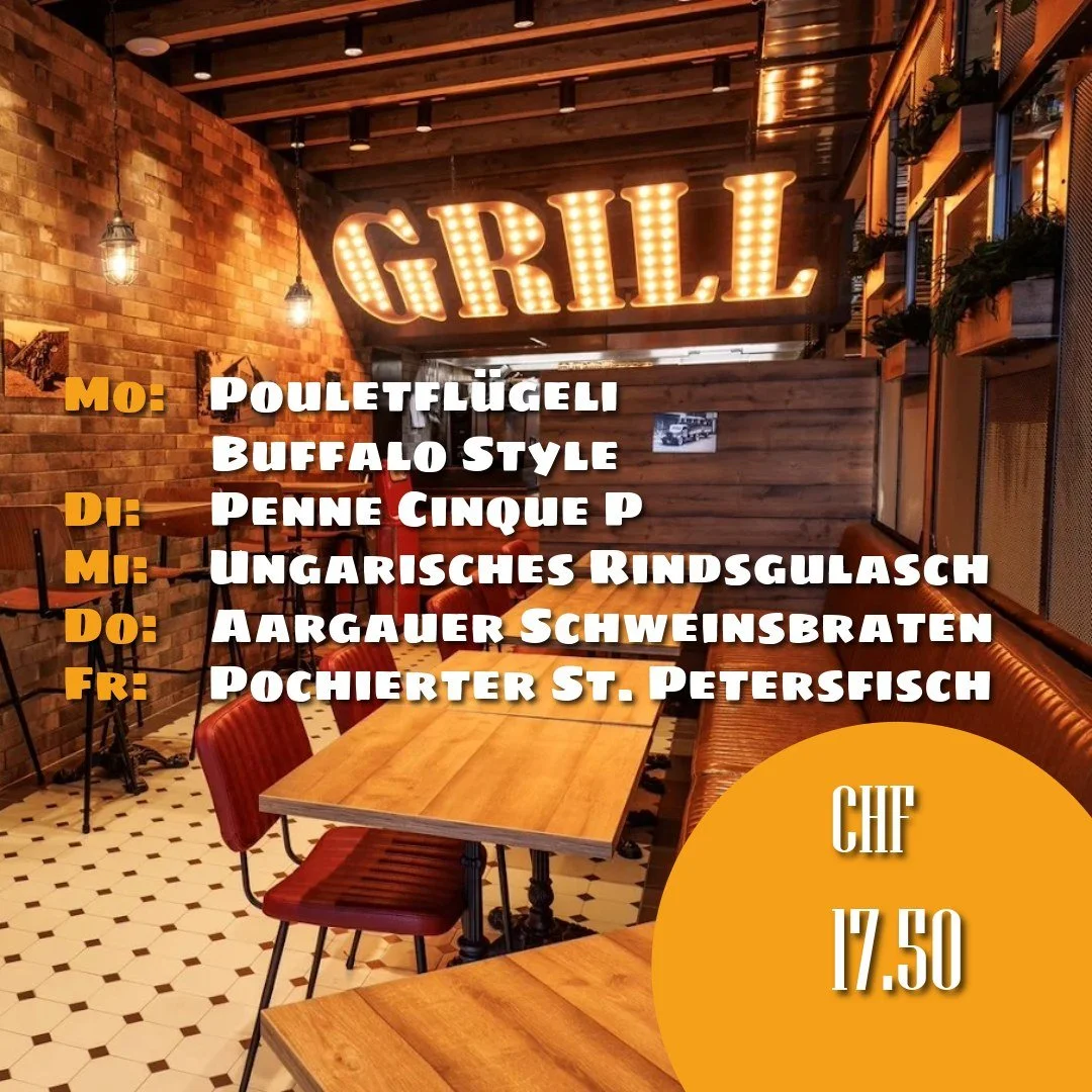 🍽️ Startet genussvoll in die neue Woche!
Zum Start in die zweite Novemberwoche verw&ouml;hnen wir euch mit abwechslungsreichen Mittagsmen&uuml;s &ndash; frisch gekocht, ehrlich und wie immer f&uuml;r nur CHF 17.50.

Hier der Men&uuml;plan f&uuml;r d