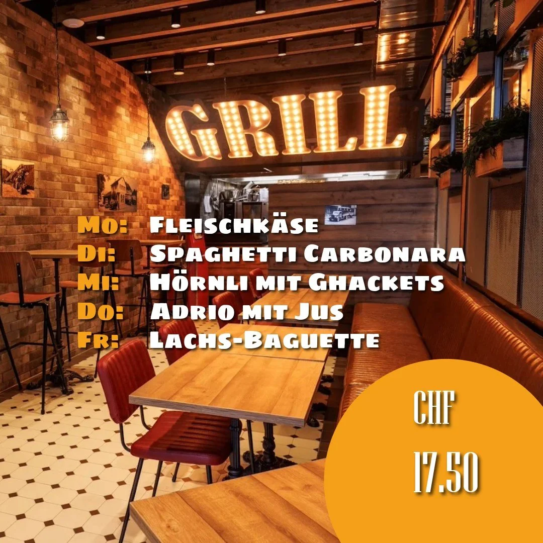 🍽️ Genussvolle Woche im Cholehof!
Startet genussvoll in die neue Woche &ndash; wir verw&ouml;hnen euch auch diese Woche wieder mit feinen, frisch gekochten Mittagsmen&uuml;s. Ehrlich, hausgemacht und wie immer f&uuml;r CHF 17.50.

✨ Hier der Men&uum