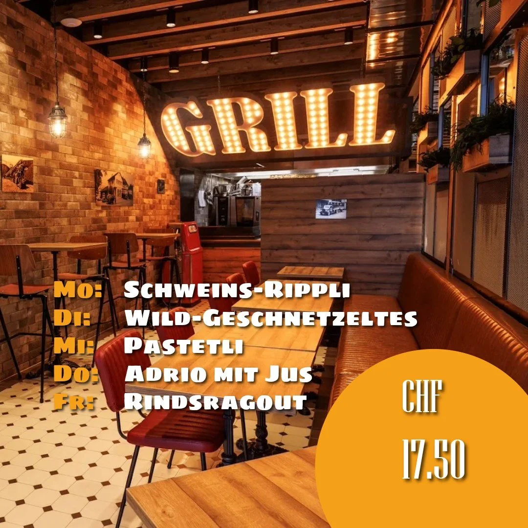 🍽️ Genussvoll in die neue Woche starten!
Freut euch auf feine, frisch gekochte Mittagsmen&uuml;s im Cholehof Brugg &ndash; ehrlich, herzhaft und mit viel Liebe zubereitet. Wie immer f&uuml;r CHF 17.50.

Mittagsmen&uuml;s vom 26.01.2026 bis 30.01.202