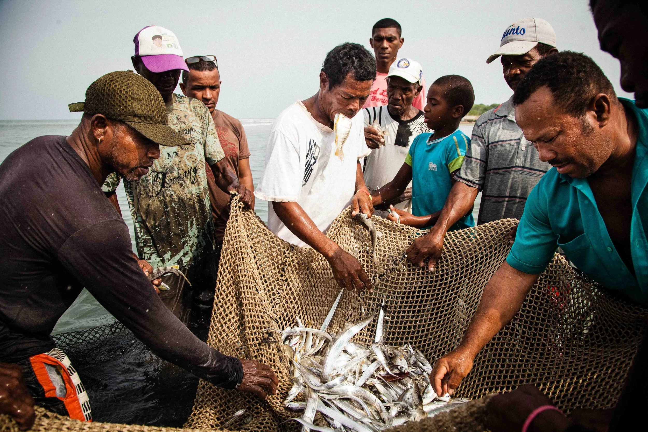Analyzing their catch in Colombia.jpg