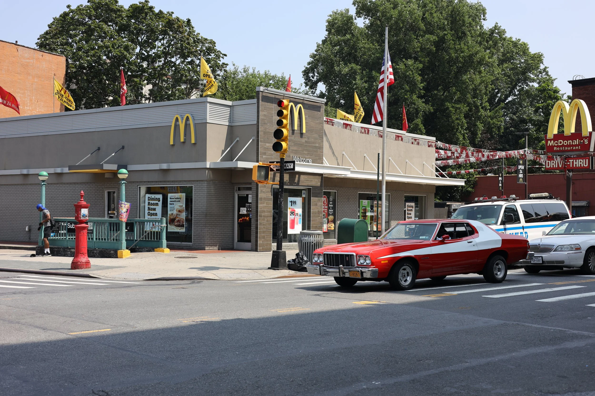 A McDonald's outlet in Bedford-Stuyvesant, Brooklyn, 2021. The building has had a makeover--compare to another image in the 1980 gallery.