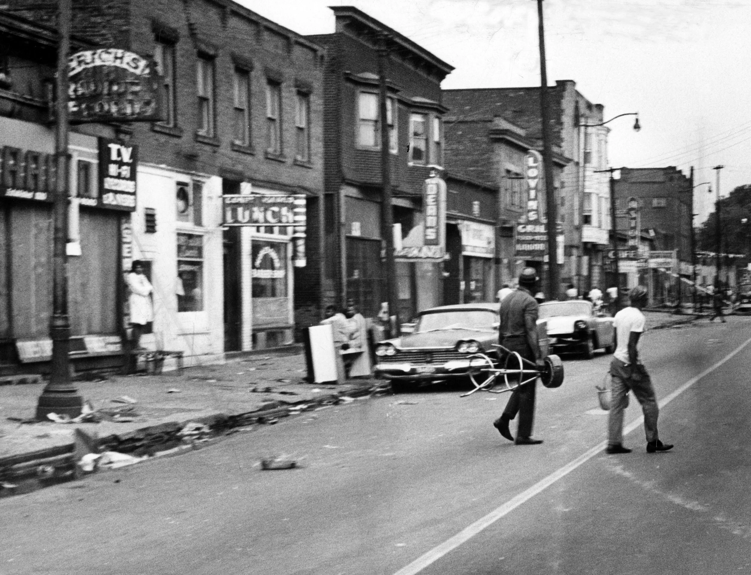 Glenville189: A scene from the rebellion in the community of Glenville in Cleveland, OH, 1968. Source: The Cleveland Press Collection, Michael Schwartz Library at Cleveland State University. It was preceded by a major uprising in the Hough community,
