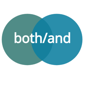 Logo of both/and, with overlapping circles and white text.