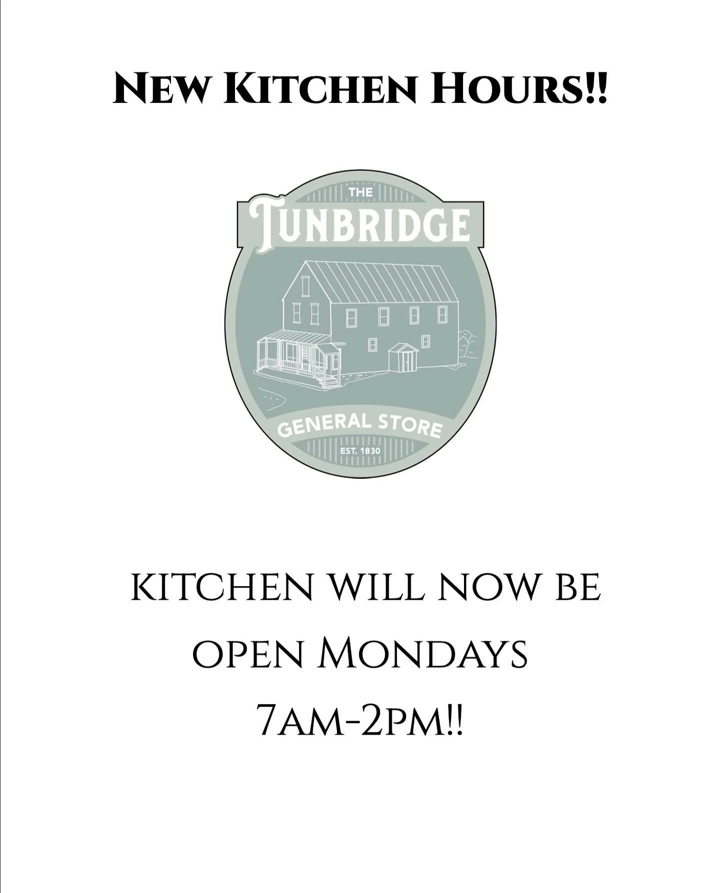You can now get breakfast or a sandwich from the kitchen on Mondays!! #tunbridge #vt #tunbridgegeneralstore #food #kitchen #yummy #breakfast #lunch