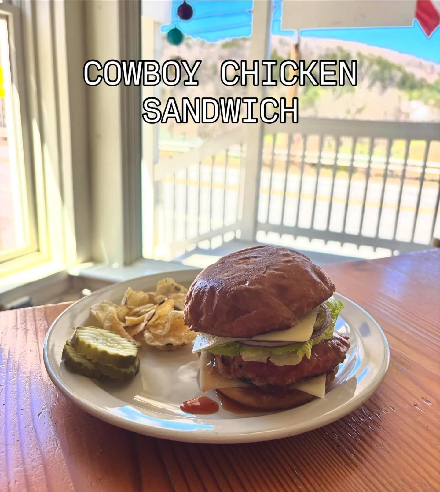 WEEKLY SPECIALS ARE HERE!! 

COWBOY CHICKEN SANDWICH ($15)
Brioche, Chicken Breast, Cheddar, Lettuce, Onion, Jalapeno, BBQ Sauce.

BUFFALO CHICKEN SANDWICH ($15)
Brioche, Chicken Breast, Provolone, Lettuce, Tomato, Onion, Buffalo Sauce.

EASY HUMMUS 