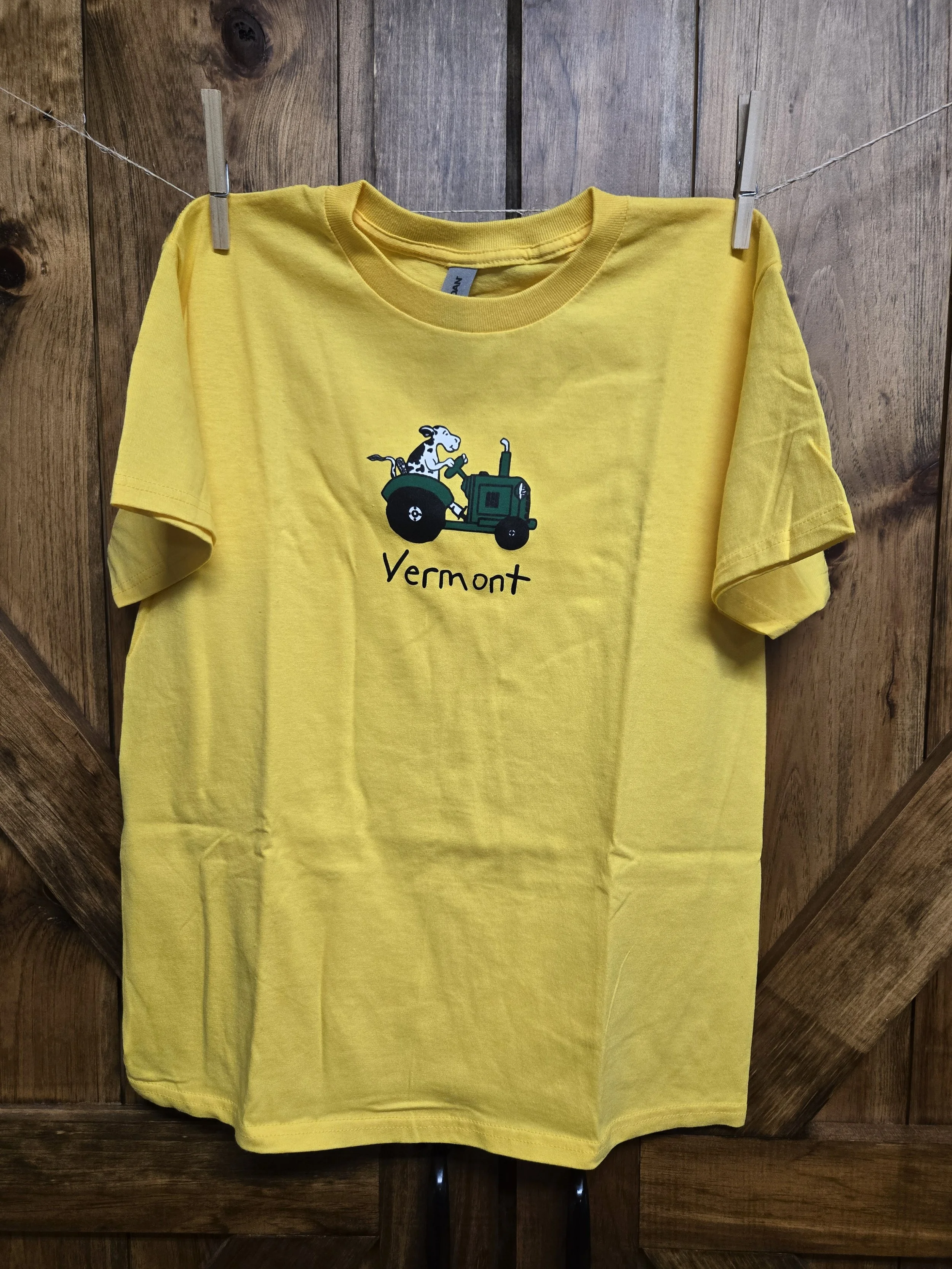 Vermont Cow on Tractor T-Shirt