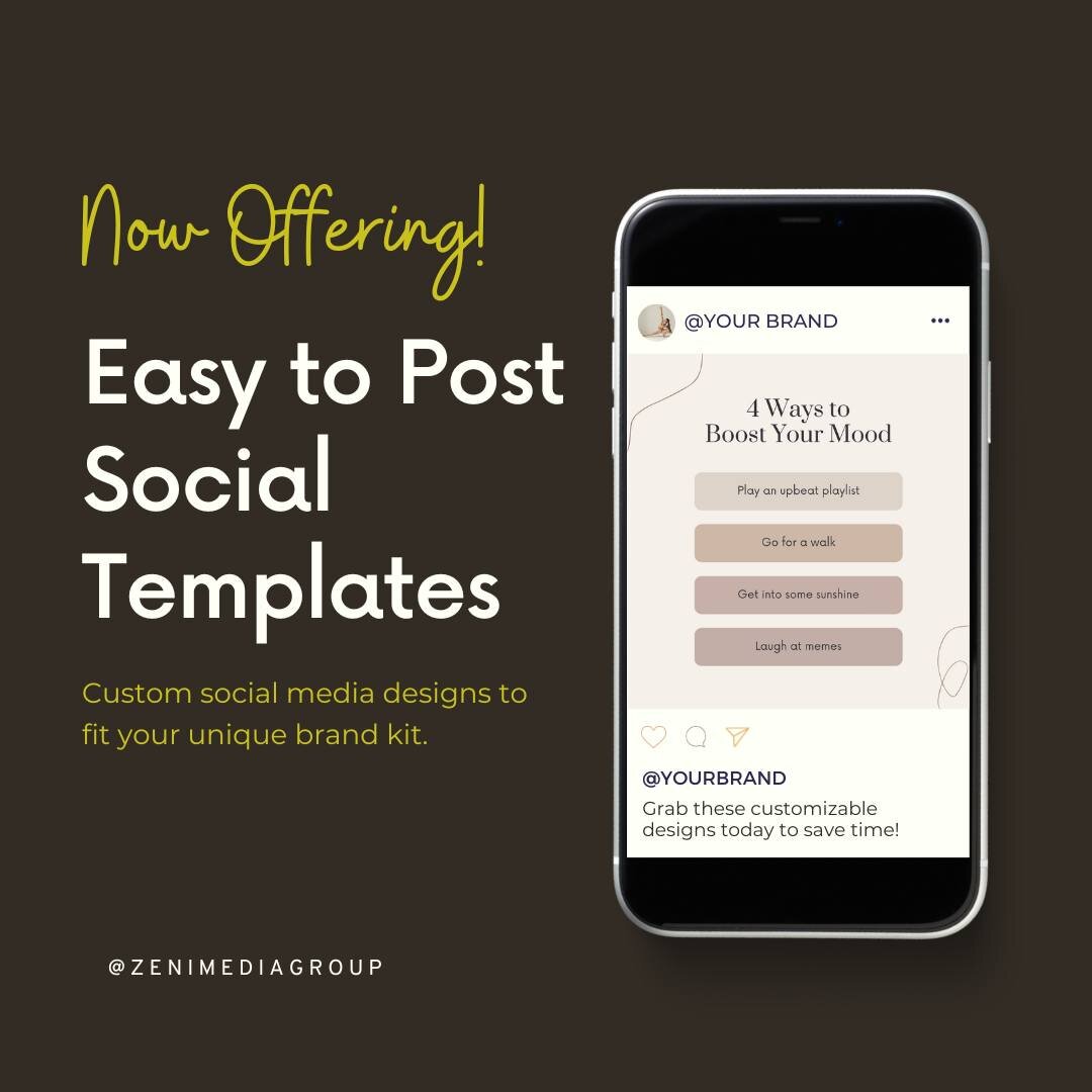 Introducing our customized social media templates &ndash; your ready-to-post solution.! Say goodbye to design stress! Your color palette, font, and style, all curated for you. 

We will sit down with you to understand everything there is to know abou