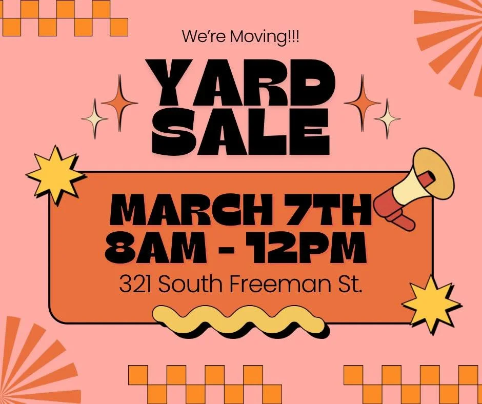 Moving sale Saturday 3/7 (tomorrow) at 321 South Freeman St! 8am-12pm.

I&rsquo;m letting go of a lot of great things as I prepare for my move&hellip; including home d&eacute;cor, plants and plant stands, kitchenware, bikes, instruments, and a fun mi