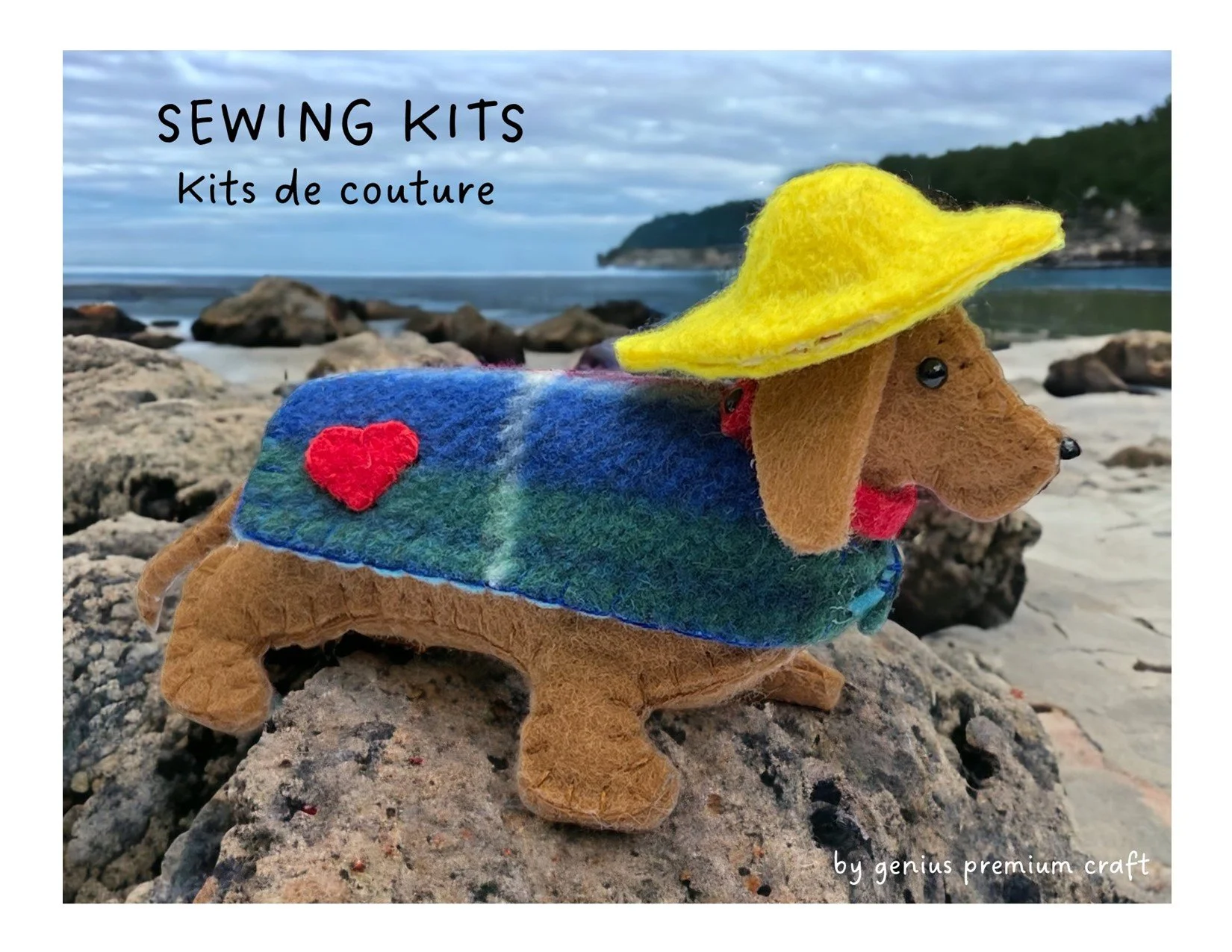 DIY Sewing Kit Felt Dachshund Sewing Kit with Sou'wester and NS Tartan Coat