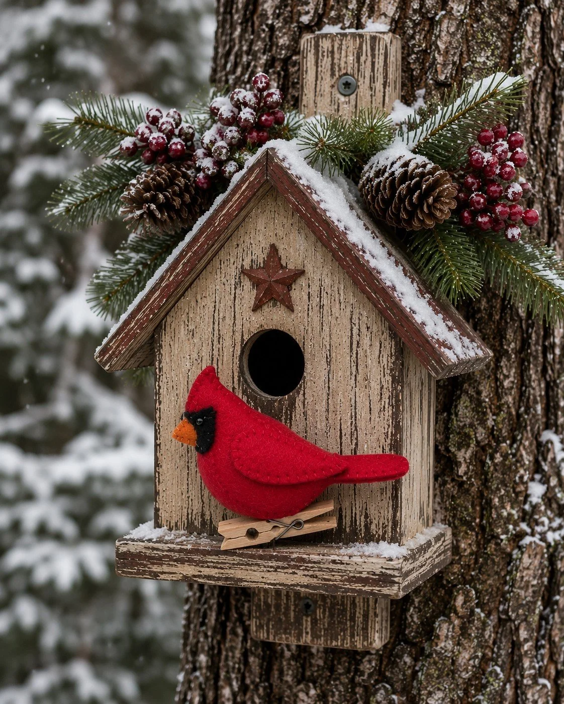 CARDINAL ON A BIRDHOUSE.jpeg