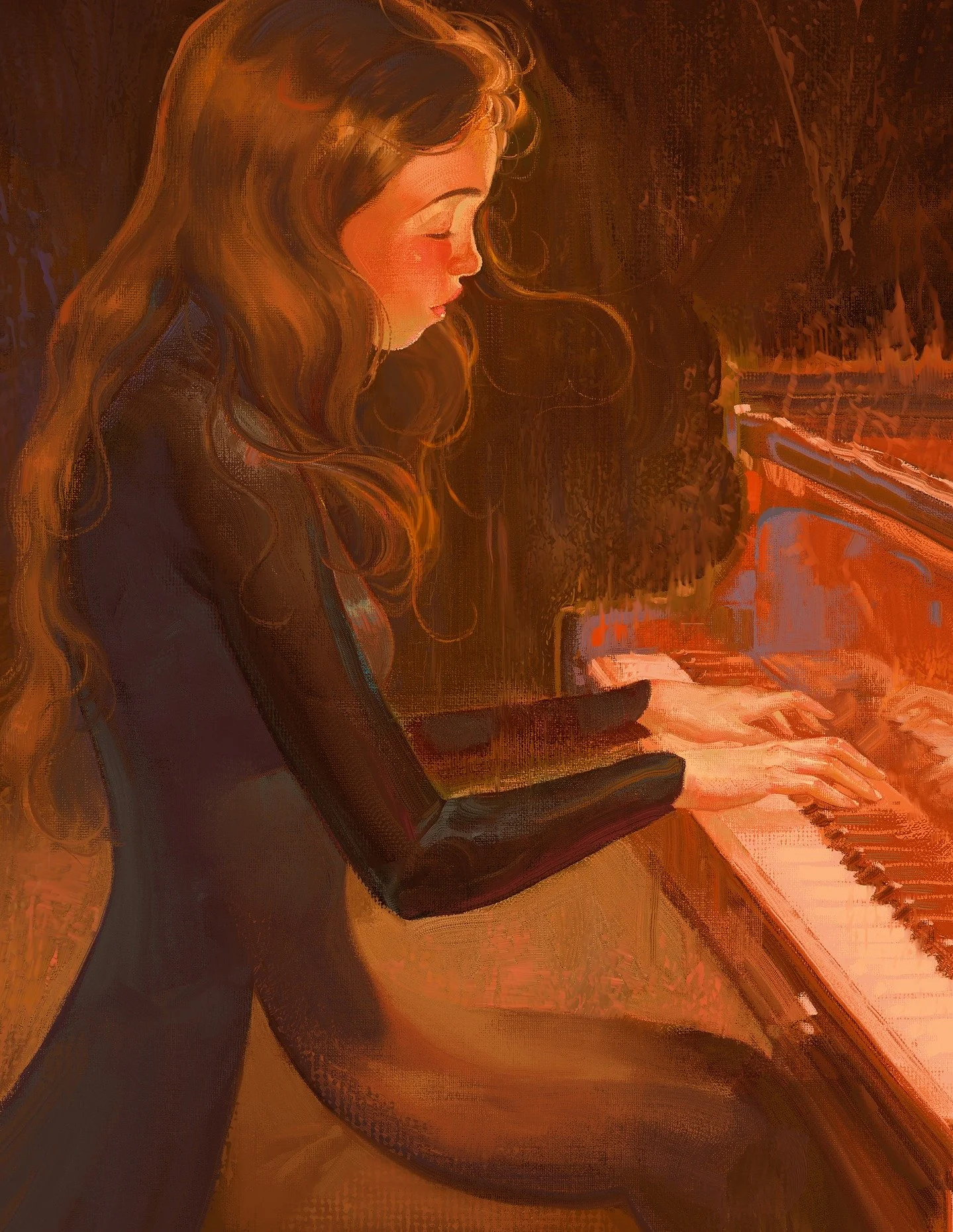 Một tho&aacute;ng mươi năm tưởng mới vừa...

#vietnam #aodai #aodaivietnam #cantho #sunset #drawing #digitalpainting #illustration #sketch #portraitart #photoshop #xencelabs #piano #music