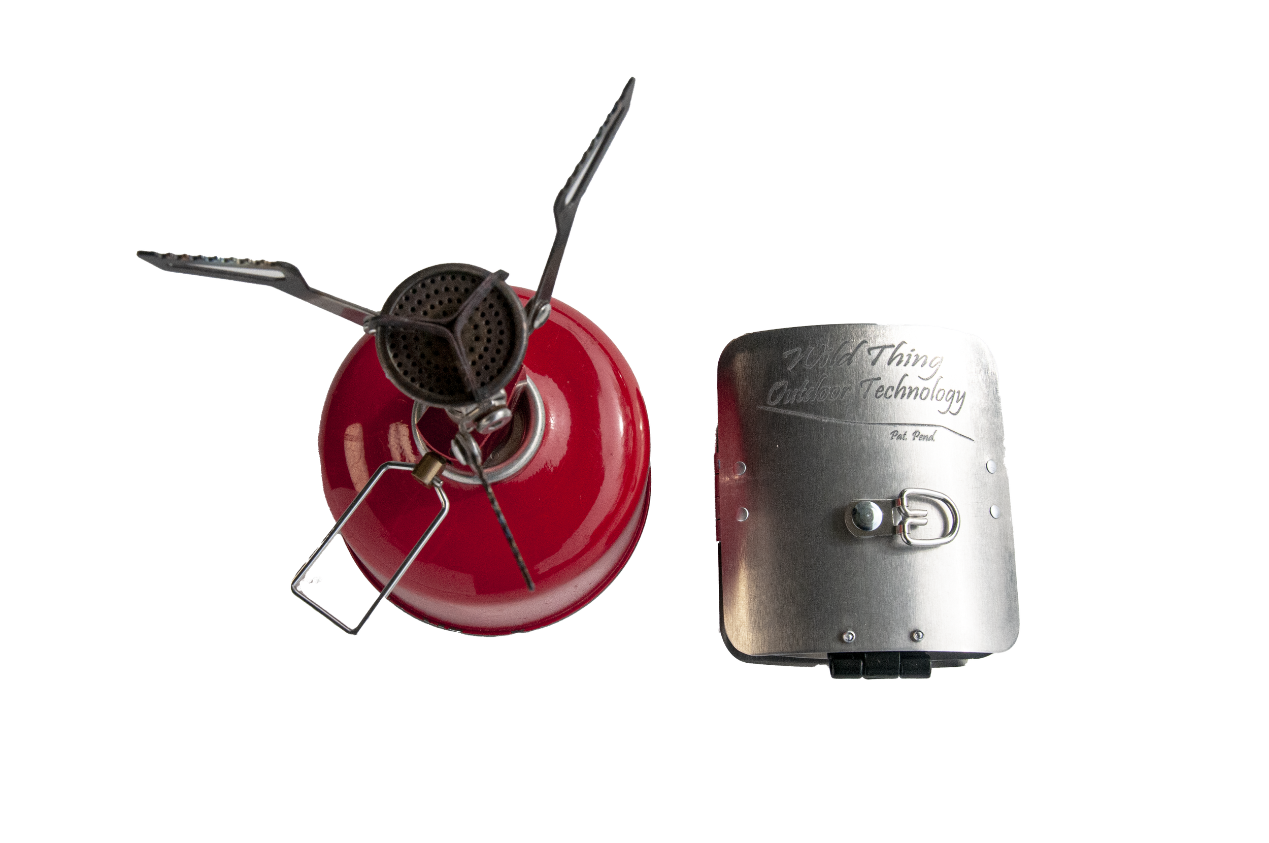 Folded ultralight camp stove windscreen with stove and gas canister