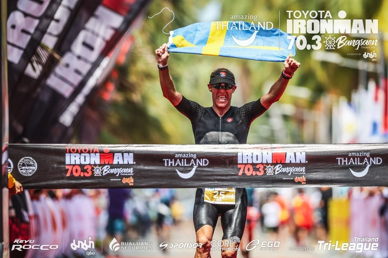 Nick Jonsson completing IRONMAN 70.3 Bangsaen Thailand 2024