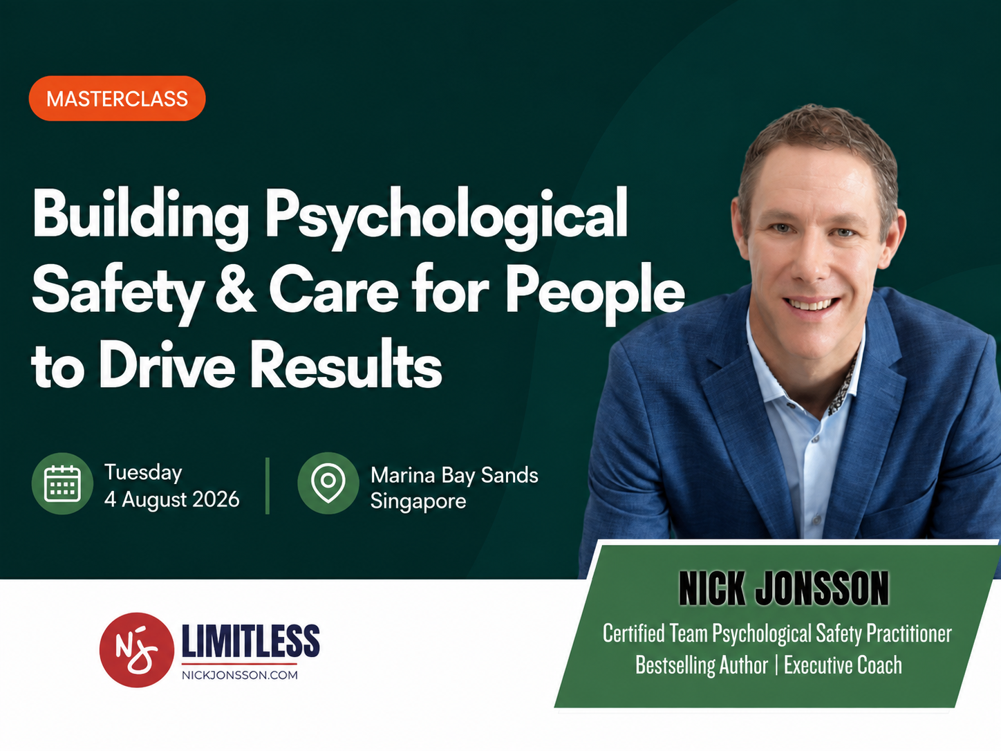 Team Psychological Safety Masterclass for Leaders at Marina Bay Sands by Nick Jonsson