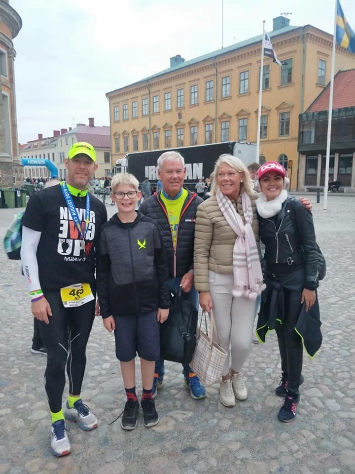 Nick Jonsson with family support during his IRONMAN journey